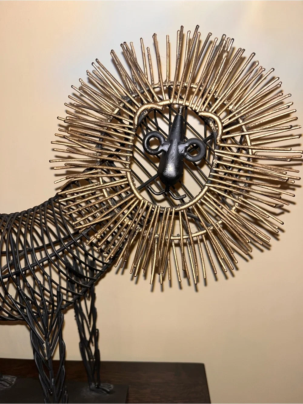 MCM Brutalist Metal Wire Lion Sculpture in Curtis Jere Style